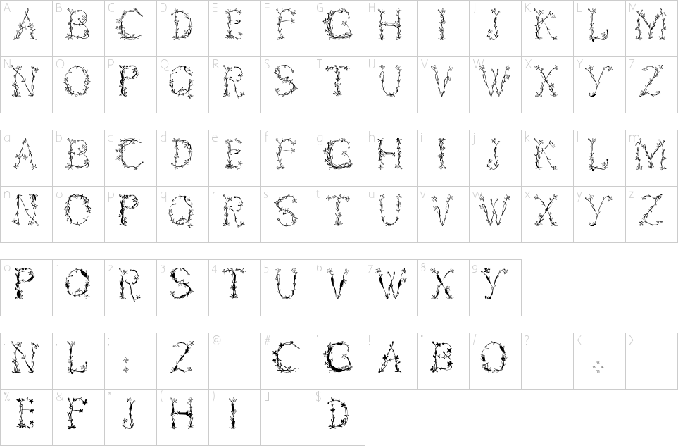 Character Map Florabetic Font