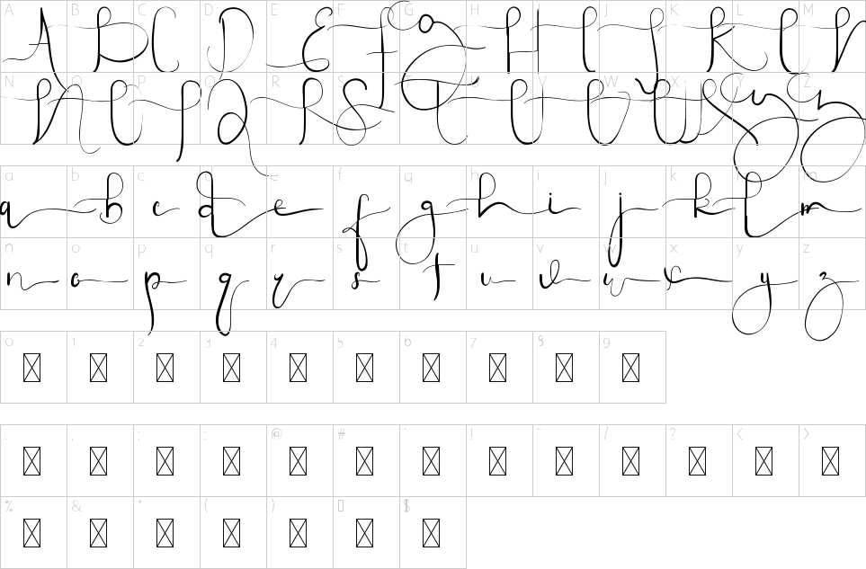 Character Map Cuningham Font