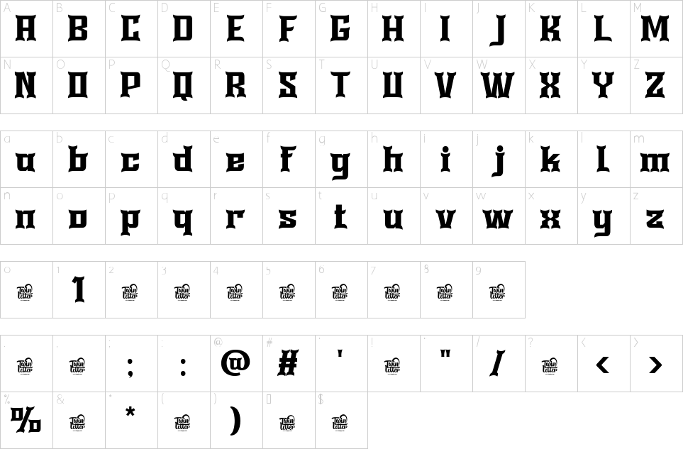 Character Map Saqtah Font