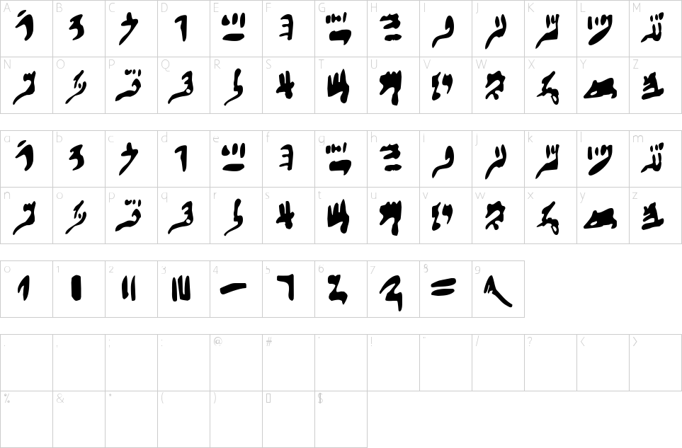 Character Map Hieratic Numerals Font