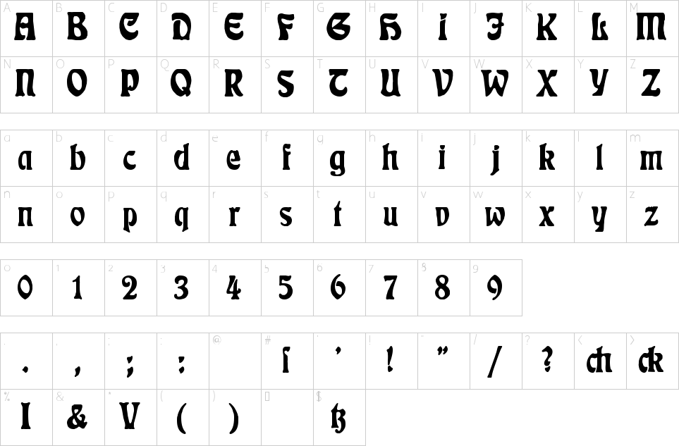 Character Map Rudelsberg Font