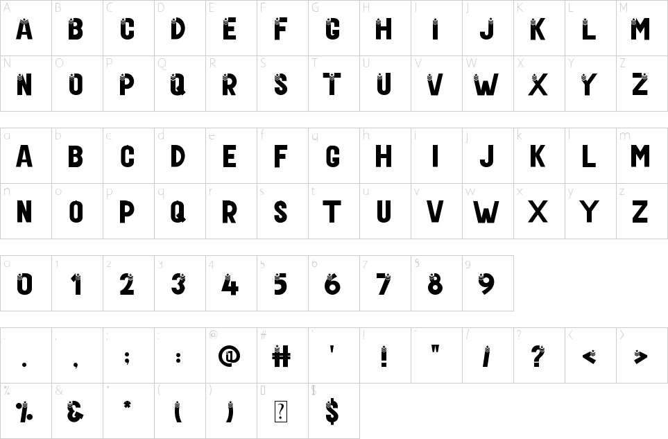 Character Map US Veteran Font