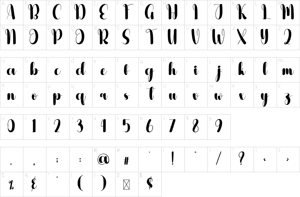 Character Map Grassland Font