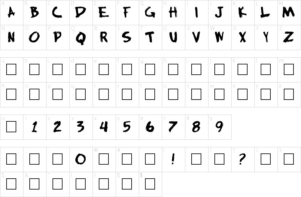 Character Map Hill William Font