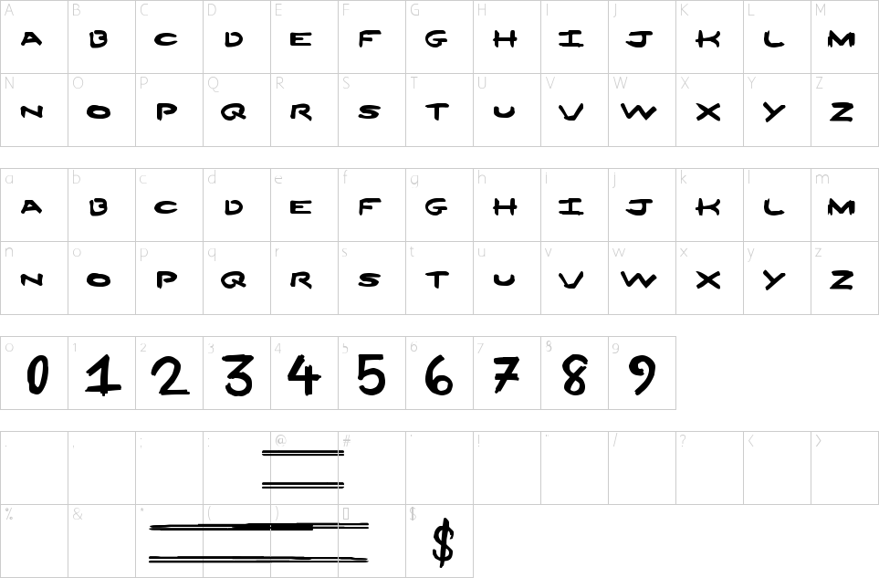 Character Map 12 Ounces Font