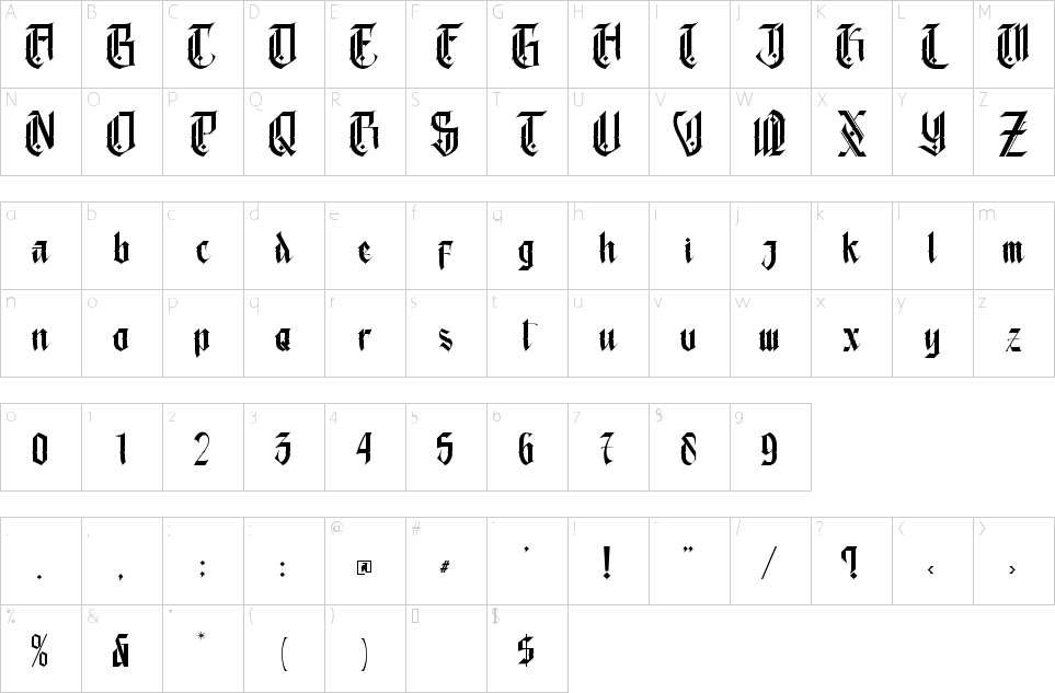 Character Map Huntly Font