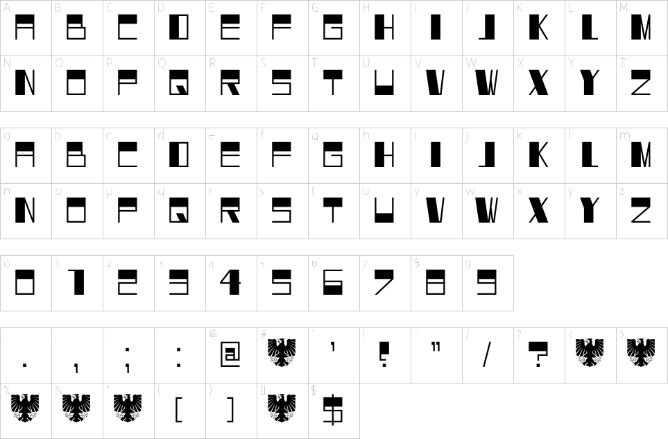 Character Map DK Dortmunder Ecke Font