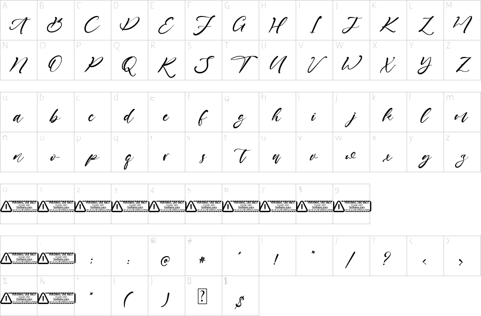 Character Map Daniel Jamie Font