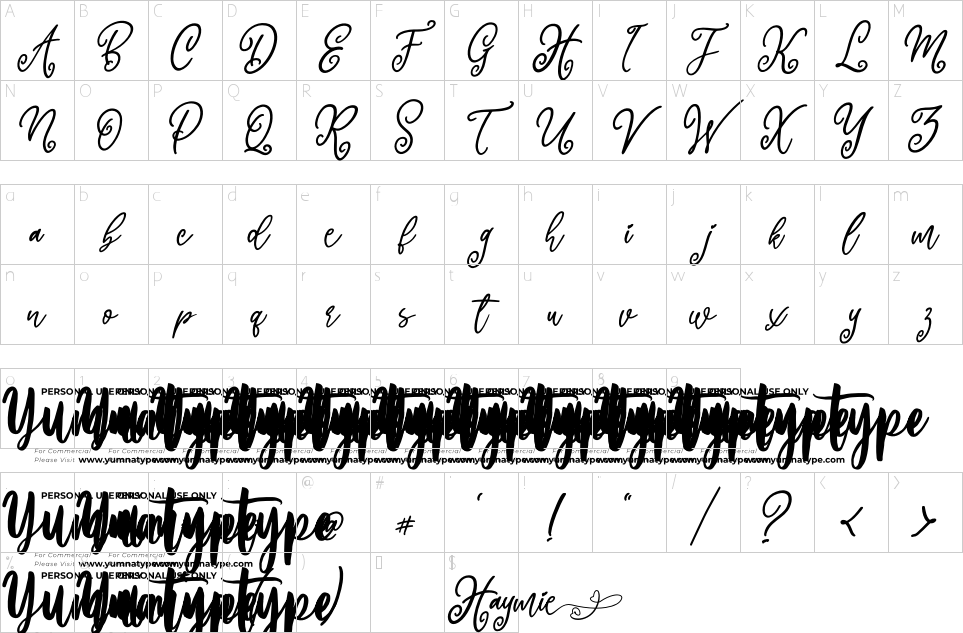 Character Map Haymie Font