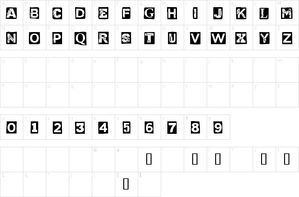 Character Map CF Punk Vs Cyborg Font