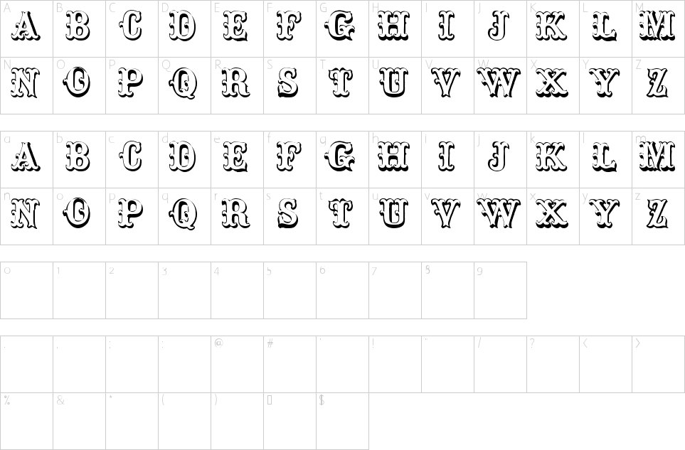 Character Map Toskanische EgyptienneInitialen Font