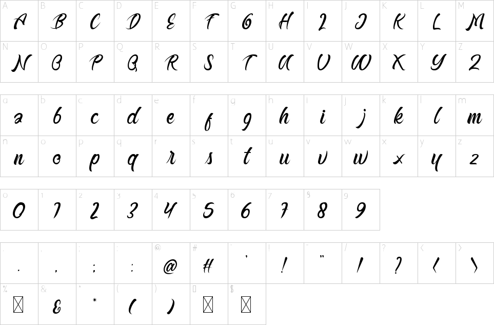 Character Map Buttermill Font