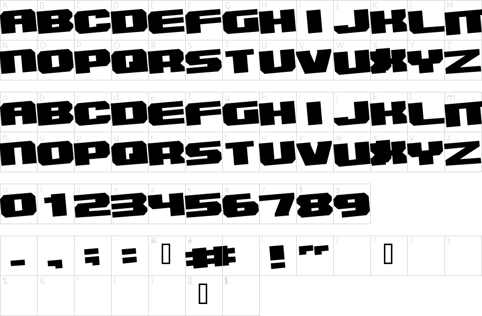 Character Map Inner Sanctum Font