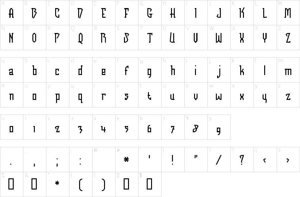 Character Map Futurex Bob Font