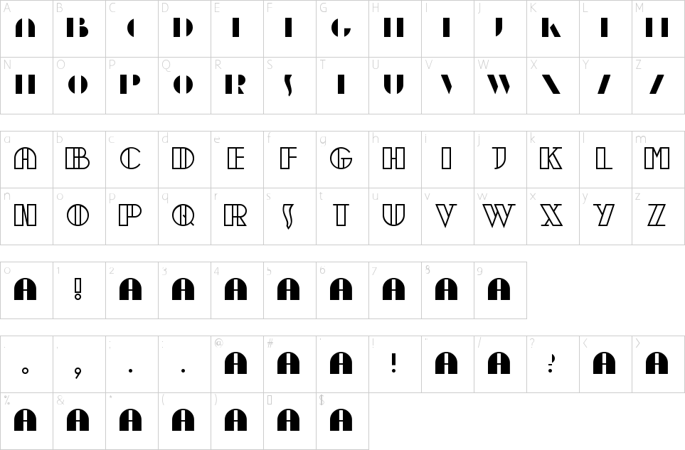 Character Map Moebius Font