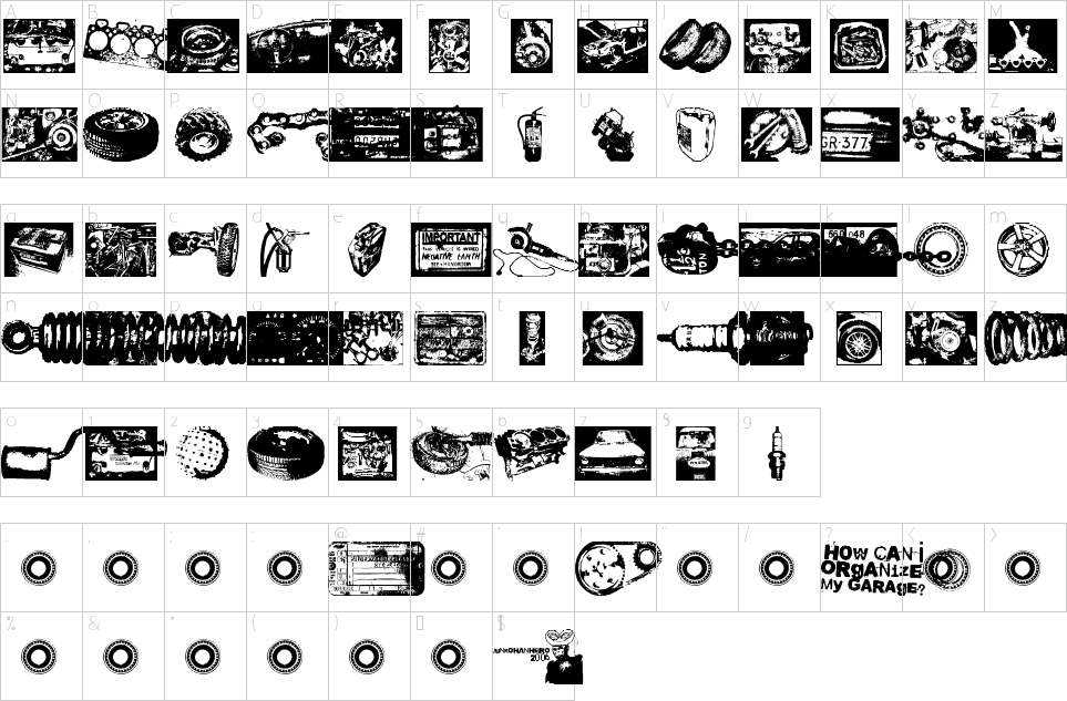 Character Map How Can I Organize My Garage Font