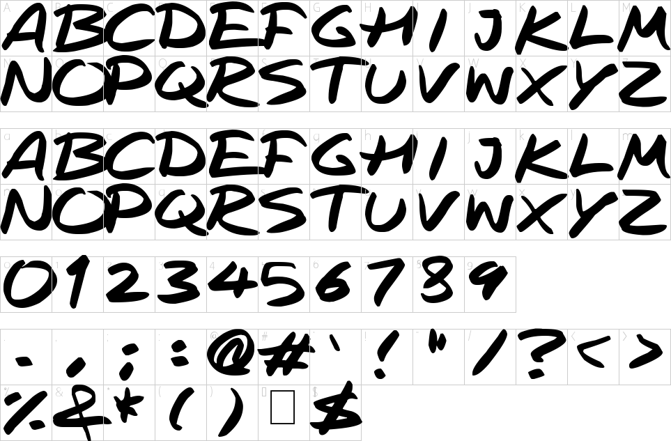 Character Map Rapid Inks Font