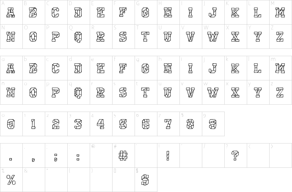 Character Map CF I Robot Font