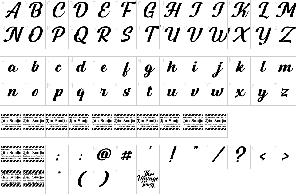 Character Map The Vintag Town Font