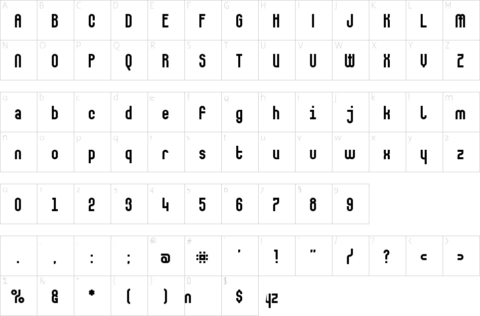 Character Map Makushka Font