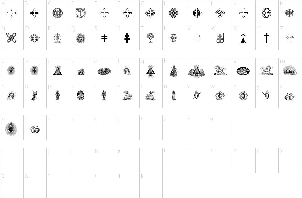 Character Map Laus Sus Cris Font