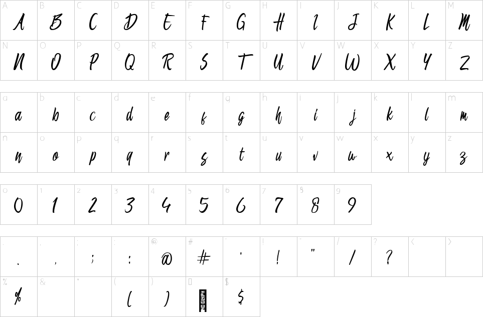 Character Map Brandon Font