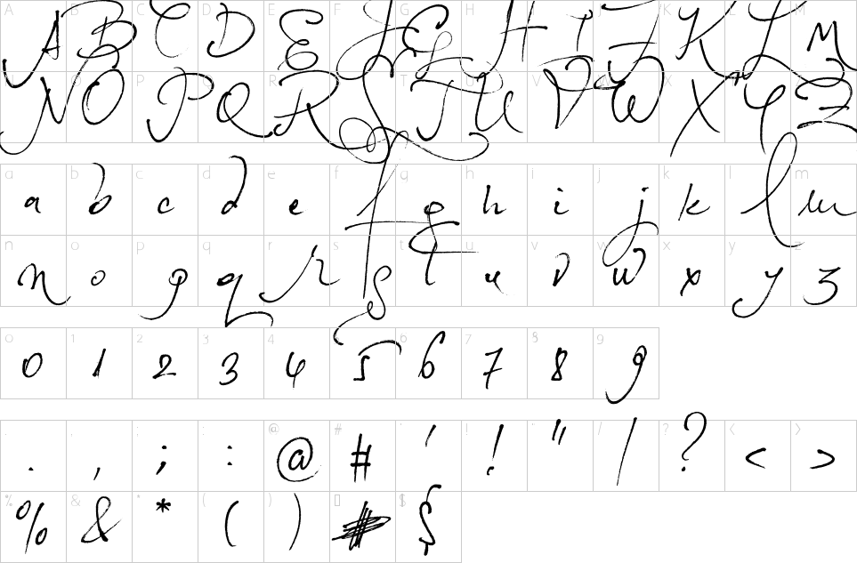 Character Map Loveletter No 9 Font