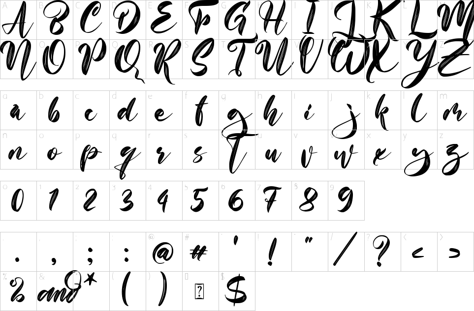 Character Map With Summer Font