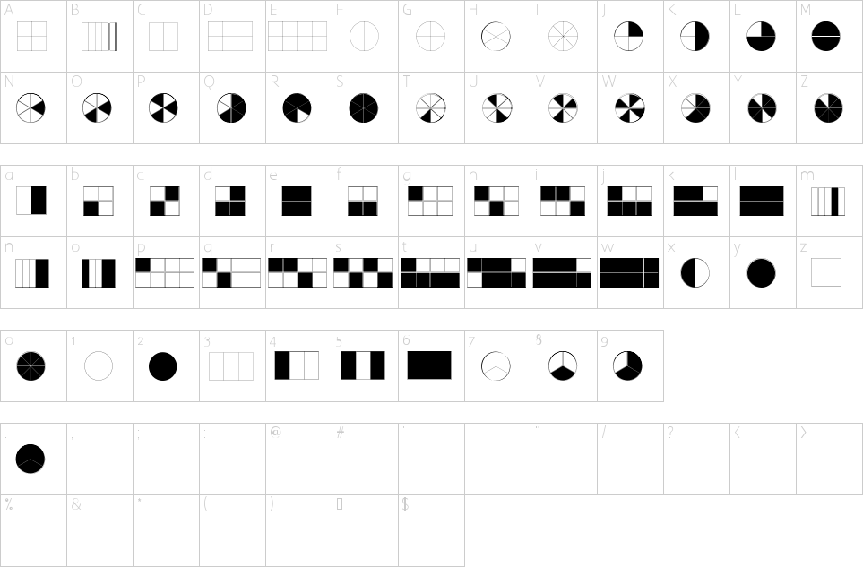 Character Map KG Fractions Font