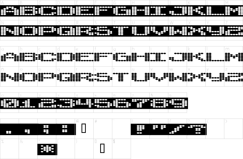 Character Map Synthetic Syncronism Font