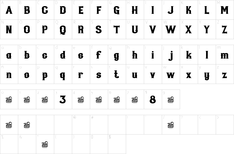 Character Map Qiduwy Font