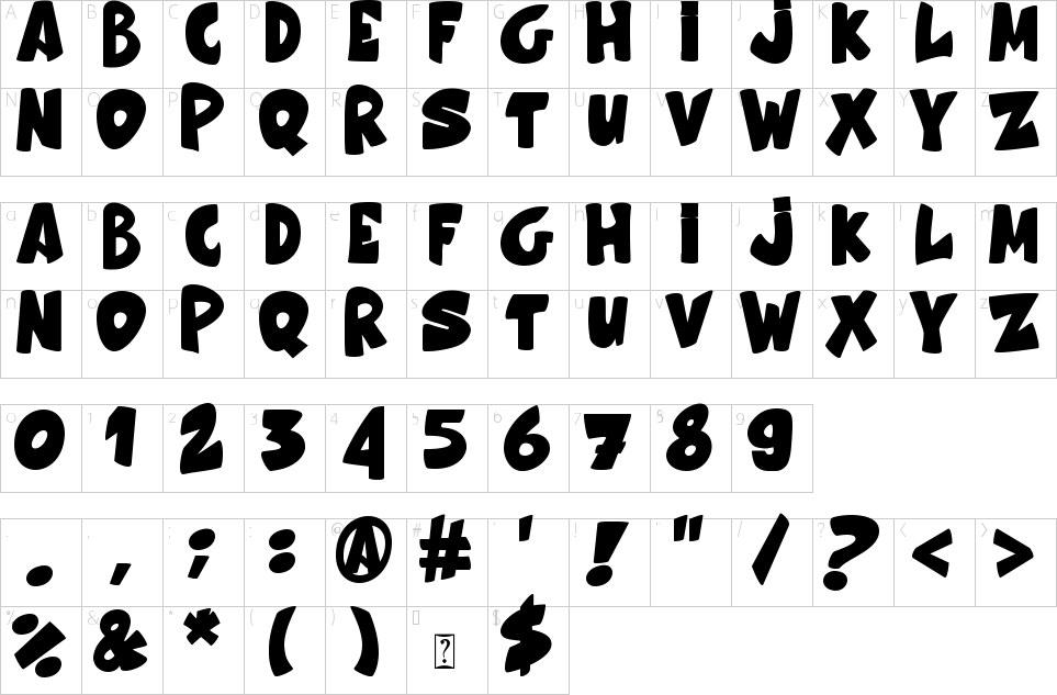 Character Map Honey Bear Font