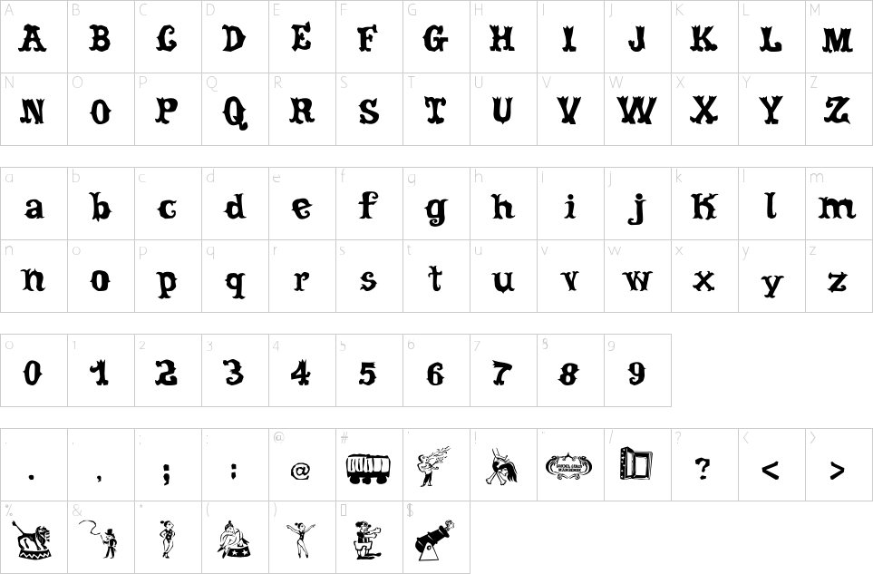 Character Map Cordel Circo Mambembe Font