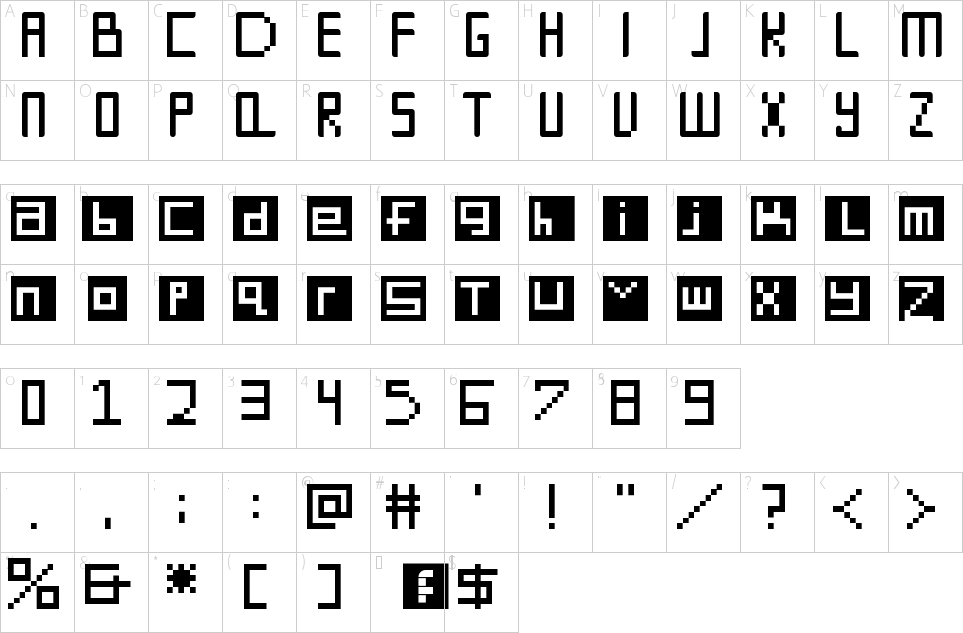 Character Map Digit square Font