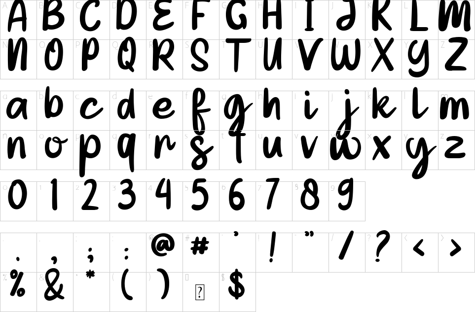 Character Map Cinta Suci Font