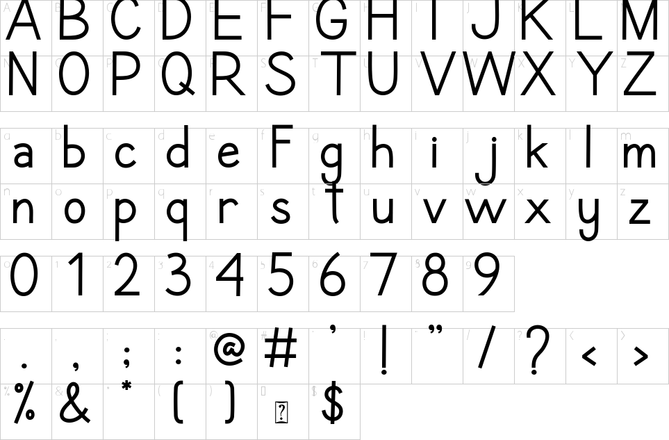 Character Map Romance Sans Font