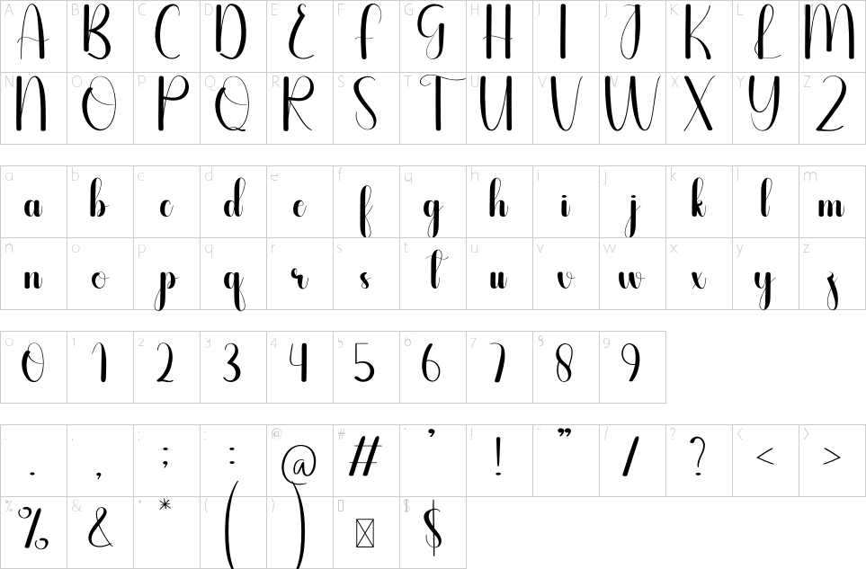 Character Map William Font