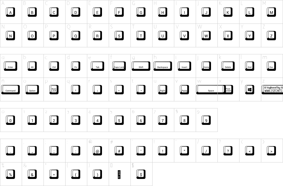 Character Map 212 Keyboard Font