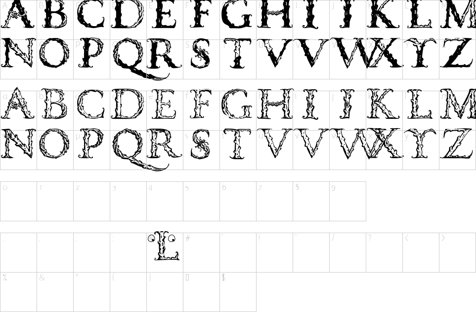 Character Map Vespasian Caps Font