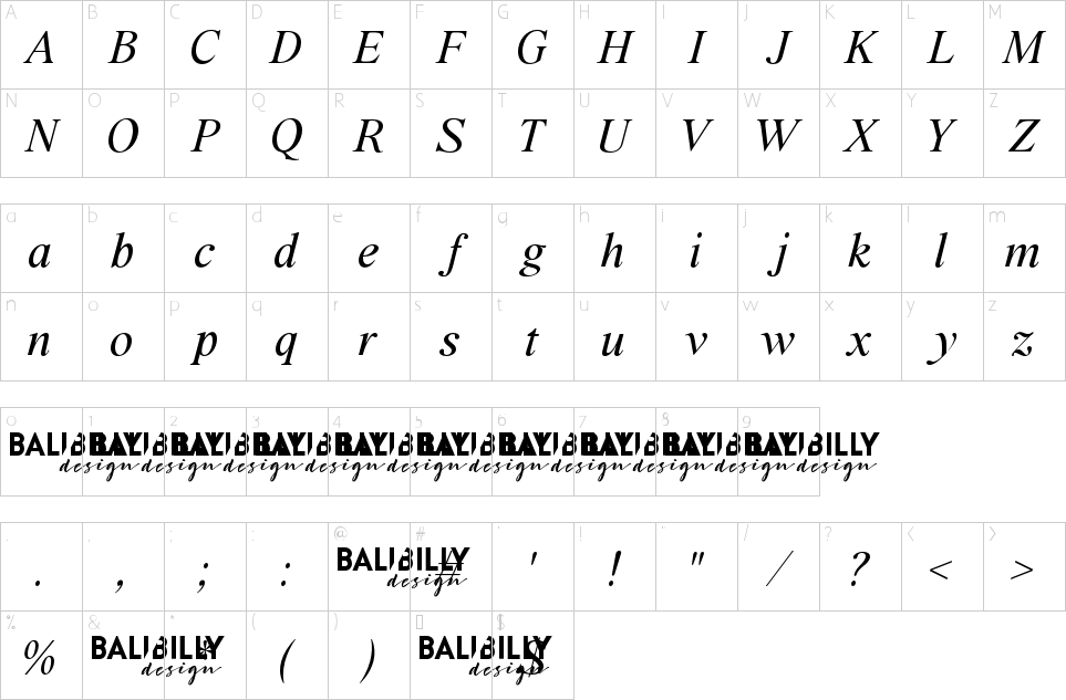 Character Map BD Megalona Font