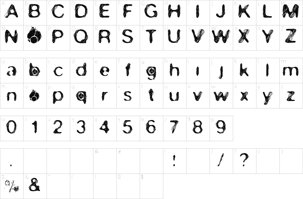 Character Map Skirules Sans 2 Font