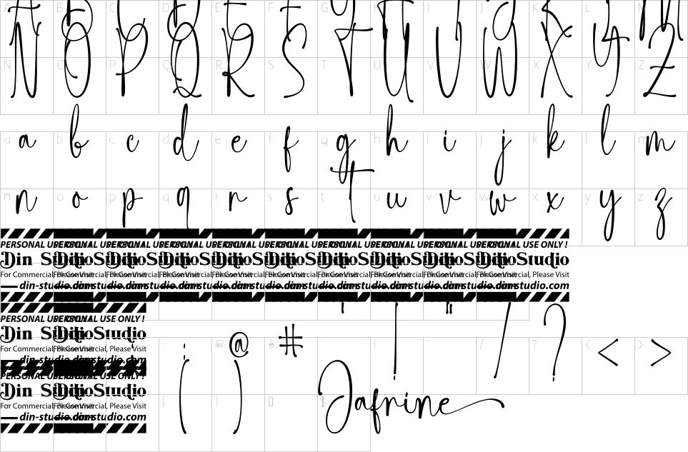 Character Map Jafrine Font