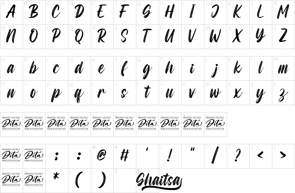 Character Map Ghaitsa Font