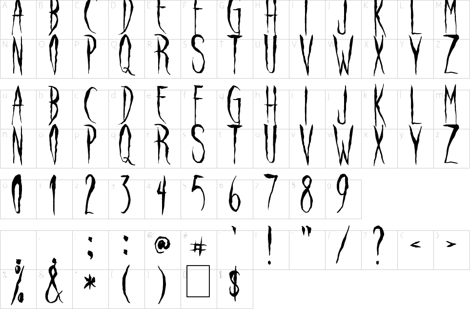 Character Map Raven Song Font