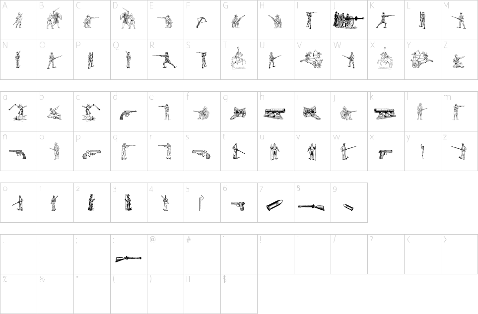 Character Map Das Krieg Font