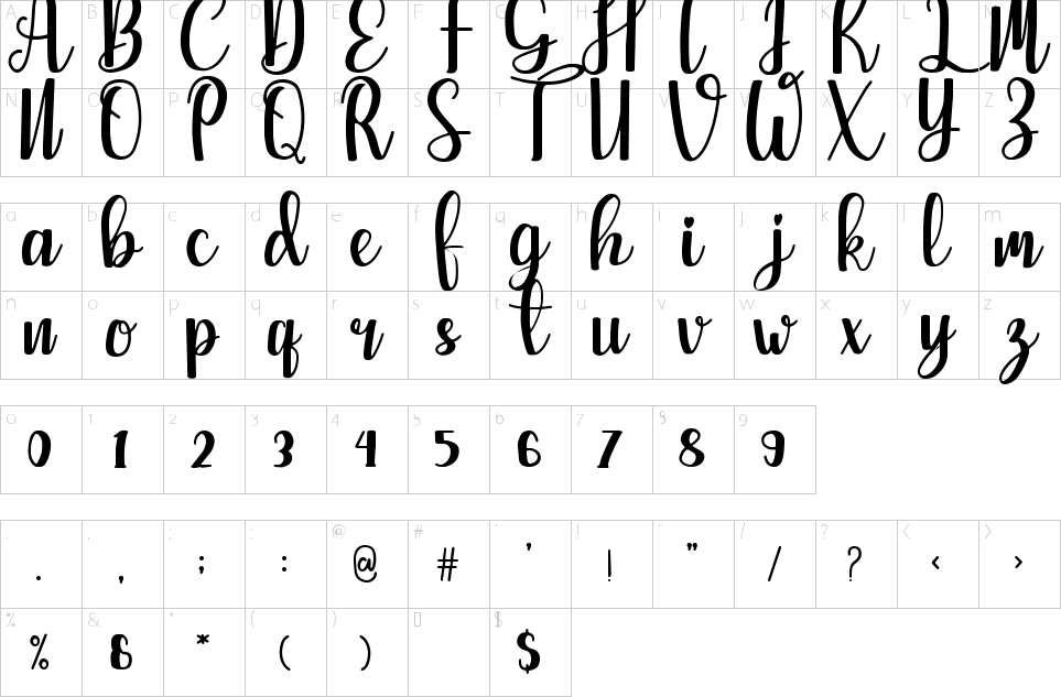 Character Map Castya Font