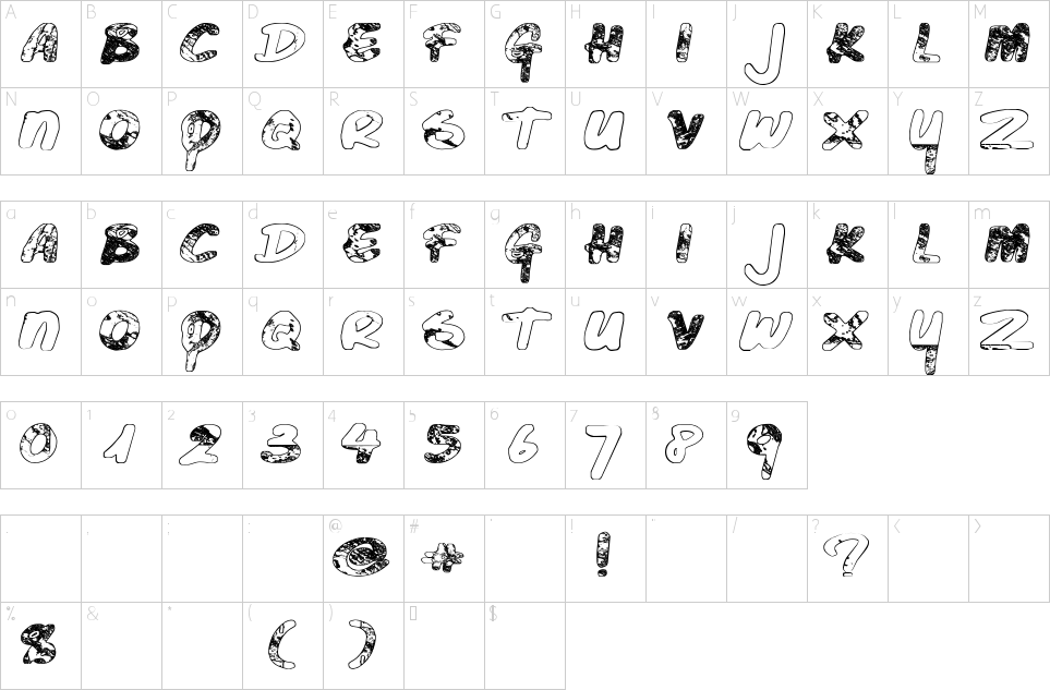 Character Map Just Before Liposuction Font