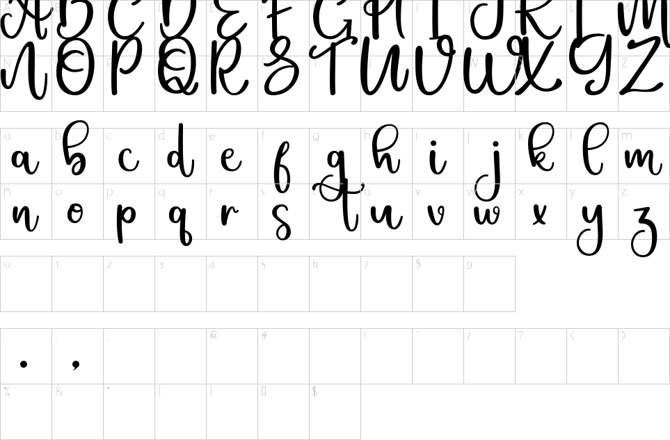 Character Map Christin Font