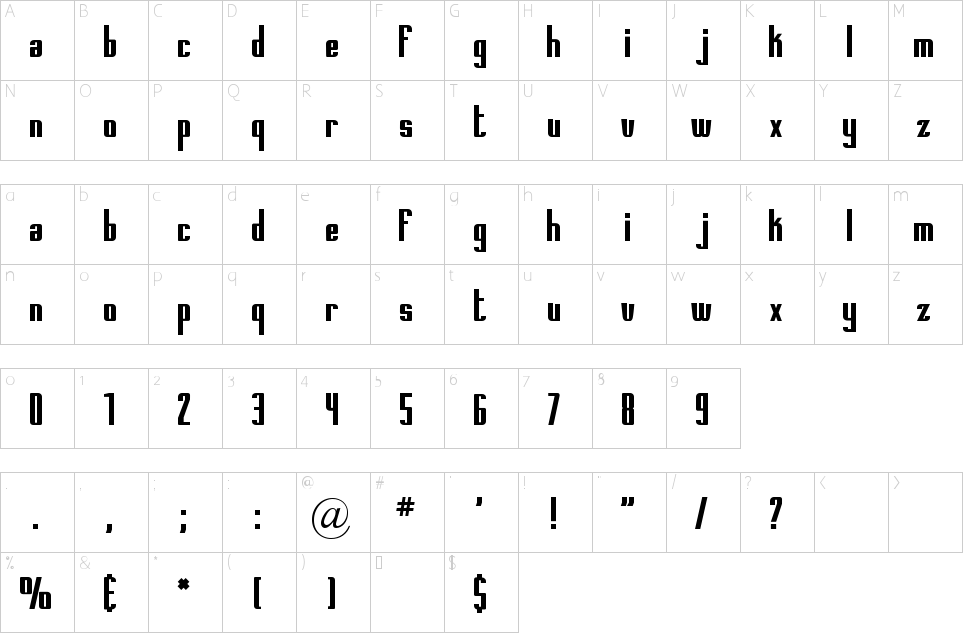 Character Map Printed Circuit Board Font