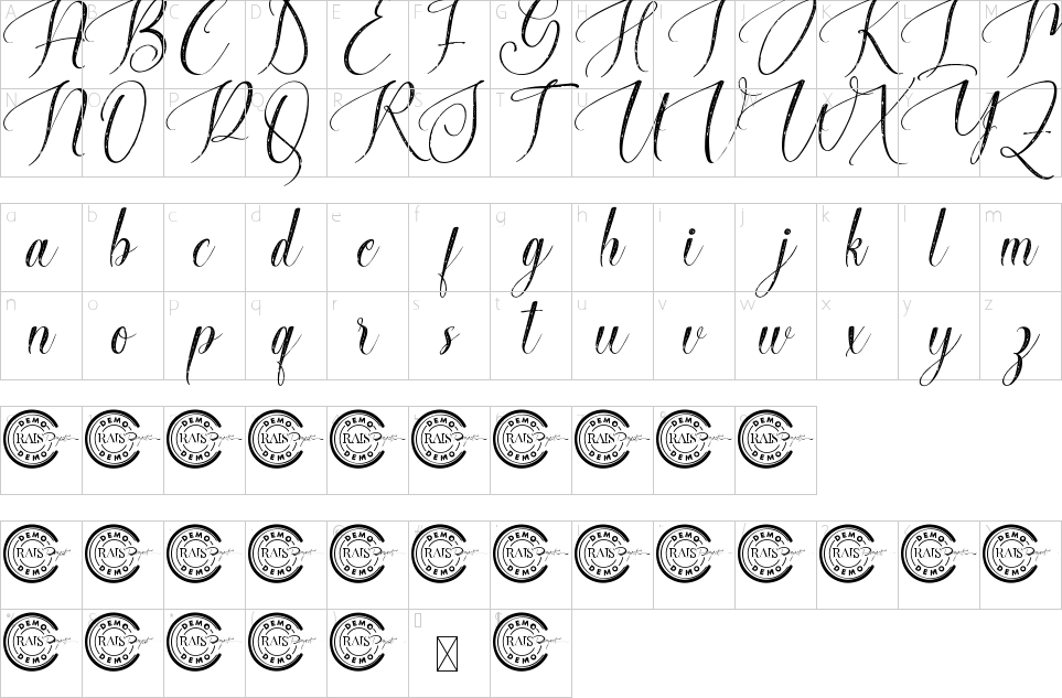 Character Map Brianna Miriam Font